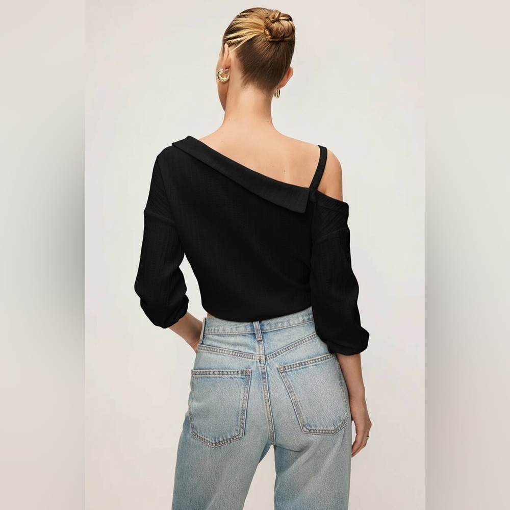 Micas Button Asymmetrical Backless Long-Sleeve Sh… - image 6